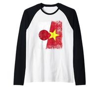 Japón Vietnam Media Bandera Japonesa Vietnamita Historia Camiseta Manga Raglan