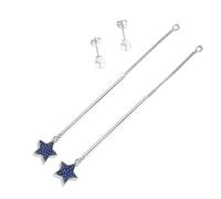 Japón y Corea del Sur - Pendientes de perlas simples de estrella con circonita azul, aretes de flecos de perla, dos usos