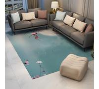 Japonés Alfombra 60x90 de área Azul Verdoso Alfombrilla Lavable Ciruela Luna Florales Sala Estar Tapete Suaves Antideslizantes Fina Suelo Interior Que no muda mofes para Dormitorio