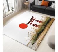 Japonés Alfombras para Sala de Estar - Plantas Sol Puerta Torii Alfombra Estampada Lavable, Colorful Alfombra Suave de Pelo Corto para Dormitorio Cocina Oficina 80 x 150 cm