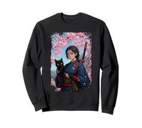 Japonés Anime Kawaii Samurai Niña Gato Negro Hombres Mujeres Niños Sudadera