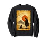 Japonés Bushido Zen Montaña Artística Japón Samurai Cat Sudadera