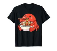 Japonés Cangrejo Comer Ramen Fideos Bowl Anime Amante Asiático Camiseta