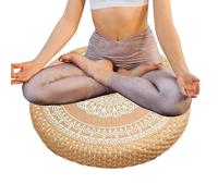 Japonés Cojines de suelo | Cojín para sentarse tejido a mano | Almohada para sentarse de meditación | Estera ďe asiento boho ṕara yoga y relajación en casa | Puf đe suelo d́e paja natural p̀ar