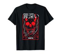 Japonés Cráneo Demonio Diablo Pecador Oni Harajuku Estética Camiseta