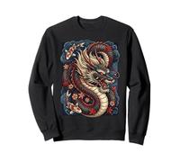 Japonés Dragón Koi Fish Sakura Tatuaje Arte Diseño Estético Sudadera