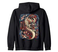Japonés Dragón Koi Fish Sakura Tatuaje Arte Diseño Estético Sudadera con Capucha