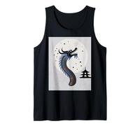 Japonés Dragón Sakura Flor Luna Llena Fantasía Arte Viaje Camiseta sin Mangas