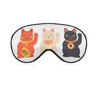 Japonés Fortune Lucky Cats Sleep Mask Blindfold Cute Animals Ajustable Super-Smooth Soft Eye Mask Cover para Hombres Mujeres Viajes y siesta