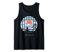 Japonés Gato Café Monte Fuji Puesta de Sol Zen Gato Mam Camiseta sin Mangas