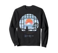 Japonés Gato Café Monte Fuji Puesta de Sol Zen Gato Mam Sudadera