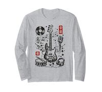 Japonés Gyotaku Música Bajo Vintage Micrófono Arte Manga Larga