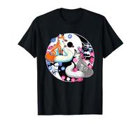 Japonés Kitsune Sakura Cherry Blossom Flores Ying Yang Fox Camiseta