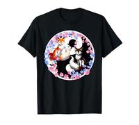 Japonés Kitsune Sakura Cherry Blossom Flores Ying Yang Fox Camiseta