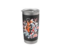 Japonés Koi Carp Fish Nishikigoi Lotus Flower Japan Art Vaso térmico de acero inoxidable de doble pared
