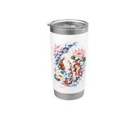 Japonés Koi Carp Fish Nishikigoi Lotus Flower Japan Art Vaso térmico de acero inoxidable de doble pared