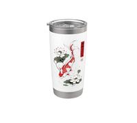Japonés Koi Carpa Pescado Nishikigoi Lotus Flower Japón Cultura Vaso térmico de acero inoxidable de doble pared