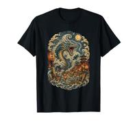 Japonés Mar Dragón Caos Onda Samurai Vintage Anime Los Amantes Camiseta