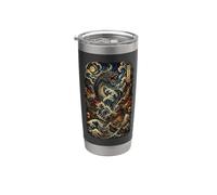 Japonés Mar Dragón Caos Onda Samurai Vintage Anime Los amantes Vaso térmico de acero inoxidable de doble pared