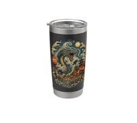 Japonés Mar Dragón Caos Onda Samurai Vintage Anime Los amantes Vaso térmico de acero inoxidable de doble pared
