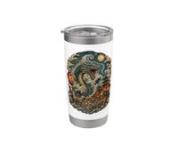 Japonés Mar Dragón Caos Onda Samurai Vintage Anime Los amantes Vaso térmico de acero inoxidable de doble pared