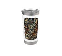 Japonés Mar Dragón Caos Onda Samurai Vintage Anime Los amantes Vaso térmico de acero inoxidable de doble pared