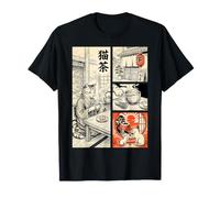 Japonés Matcha Cat Café Comic Ukiyo-e Casa de té Jardín Arte Camiseta
