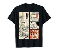 Japonés Matcha Cat Café Comic Ukiyo-e Casa de té Jardín Arte Camiseta gráfica económica