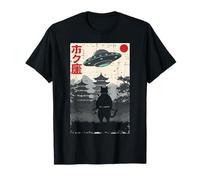 Japonés Ninja Cat UFO Temple Ukiyo-e Art Hombres Mujeres Niños Camiseta