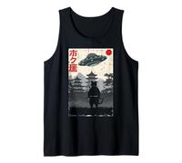 Japonés Ninja Cat UFO Temple Ukiyo-e Art Hombres Mujeres Niños Camiseta sin Mangas