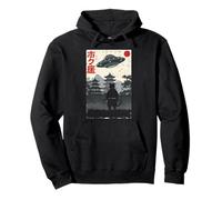 Japonés Ninja Cat UFO Temple Ukiyo-e Art Hombres Mujeres Niños Sudadera con Capucha