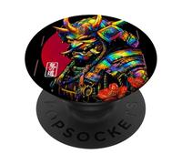 Japonés Oni Guerrero Armadura Máscara Arte Ilustración PopSockets PopGrip Adhesivo