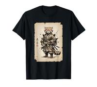 Japonés Panda Rojo Katana Samurai Cultura Ukiyo-e Arte Camiseta