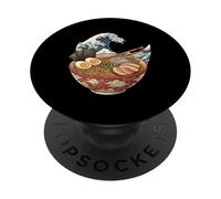 Japonés Ramen Bowl Ocean Kanagawa Wave Anime Food Noodle PopSockets PopGrip Adhesivo