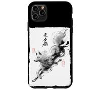 Japonés Saltando Fox Arte Vintage Sumi-e Kitsune Carcasa para iPhone 11 Pro Max