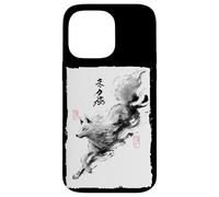 Japonés Saltando Fox Arte Vintage Sumi-e Kitsune Carcasa para iPhone 14 Pro Max