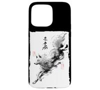 Japonés Saltando Fox Arte Vintage Sumi-e Kitsune Carcasa para iPhone 15 Pro Max