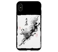 Japonés Saltando Fox Arte Vintage Sumi-e Kitsune Carcasa para iPhone XS Max