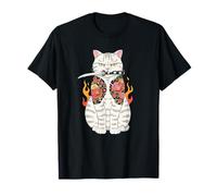 Japonés Samurai Gato Katana Japonés Irezumi Tatuaje Arte Camiseta