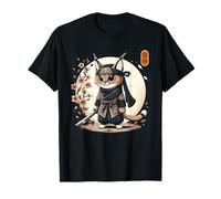 Japonés Samurai Ninja Caracal Tatuaje Japonés Arte Kawaii Camiseta