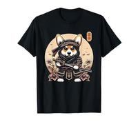 Japonés Samurai Ninja Corgi Tatuaje Japonés Arte Kawaii Camiseta