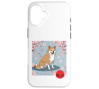 Japonés Shiba Inu Sakura Cerezo Flores Kanji Carcasa para iPhone 16