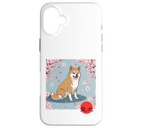 Japonés Shiba Inu Sakura Cerezo Flores Kanji Carcasa para iPhone 16 Plus