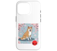 Japonés Shiba Inu Sakura Cerezo Flores Kanji Carcasa para iPhone 16 Pro