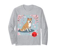 Japonés Shiba Inu Sakura Cerezo Flores Kanji Manga Larga
