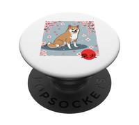 Japonés Shiba Inu Sakura Cerezo Flores Kanji PopSockets PopGrip Adhesivo