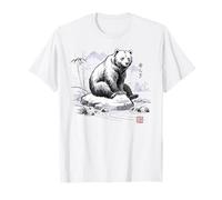 Japonés Sumi-e Oso Tinta Lavado Arte Zen Tranquilidad Naturaleza Camiseta