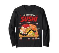 Japonés Sushi Anatomía Alimentos Ilustración Arte Manga Larga