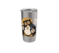 Japonés Tanuki Yokai Mapache Perro Hornear Danuki Japón Arte Vaso térmico de acero inoxidable de doble pared