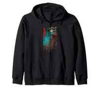 Japonés Templo Luna Noche Paisaje Estilo Vintage Sudadera con Capucha